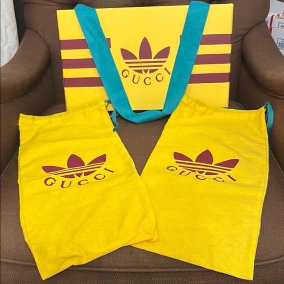 Gucci Adidas Yellow and Teal shoe box Set